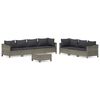 vidaXL 8 Piece Garden Lounge Set with Cushions Grey Poly Rattan