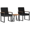 vidaXL Outdoor Furniture Set 3 pcs Black Poly Rattan