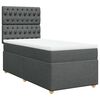 vidaXL Box Spring Bed with Mattress Dark Grey King Single Fabric