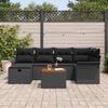 vidaXL Garden Sofa Set with Cushion 7 pcs Black Poly rattan