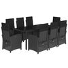 vidaXL 9 Piece Garden Dining Set with Cushions Black Poly Rattan