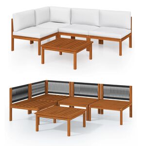 vidaXL 5 Piece Garden Lounge Set with Cushions Cream 63x63 cm