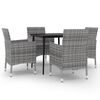vidaXL 5 Piece Garden Dining Set with Cushions Poly Rattan and Glass