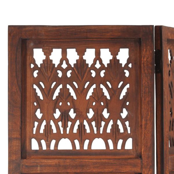 vidaXL Hand Carved 5-Panel Room Divider Brown 200x165 cm Solid Mango Wood