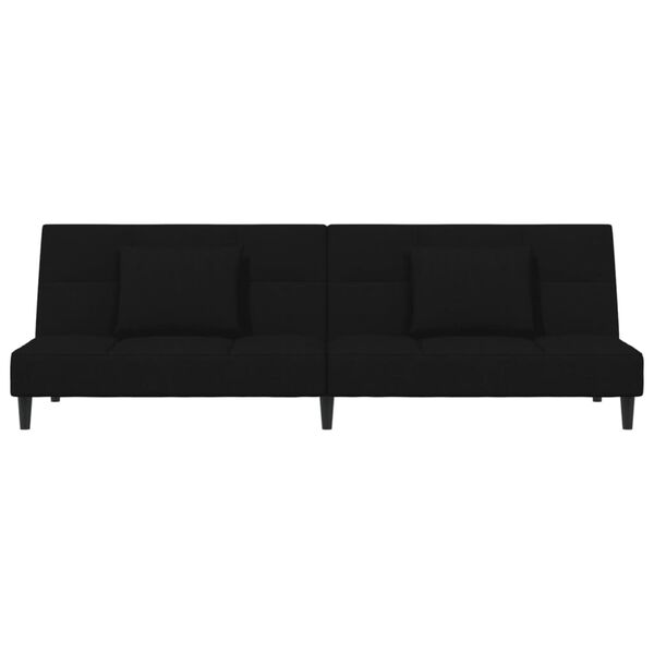 vidaXL 2-Seater Sofa Bed with Two Pillows Black Velvet