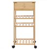 vidaXL Kitchen Trolley with Wheels Natural 37 x 36 x 80 cm Bamboo