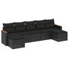 vidaXL 7 Piece Garden Sofa Set with Cushions Black Poly Rattan