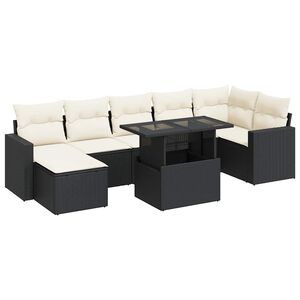 vidaXL 8 Piece Garden Sofa Set with Cushions Black Poly Rattan
