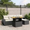 vidaXL 6 Piece Garden Sofa Set with Cushions Black Poly Rattan