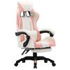 vidaXL Racing Chair with Footrest Pink and White Faux Leather