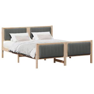 vidaXL Bed frame Brown and dark grey 150 x 200 cm Solid pine wood