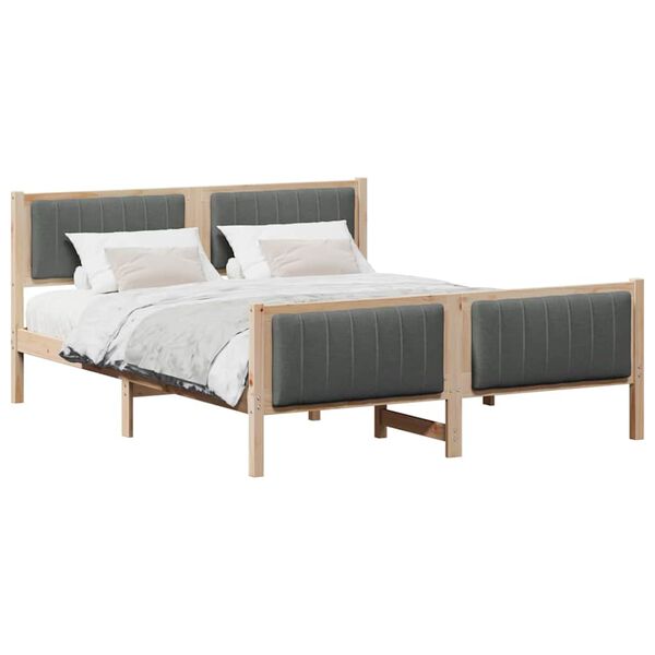 vidaXL Bed frame Brown and dark grey 150 x 200 cm Solid pine wood