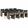 vidaXL 9 Piece Garden Dining Set with Cushions Grey Poly Rattan