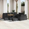 vidaXL Garden Sofa Set Height-Adjustable 13 pcs Black Poly Rattan
