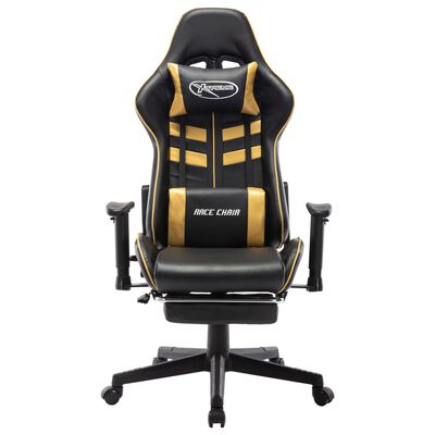 vidaXL Gaming Chair with Footrest Black and Gold Artificial Leather