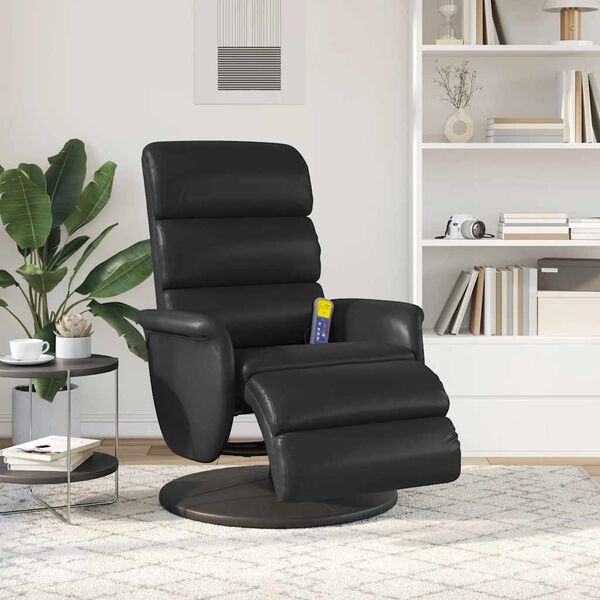 vidaXL Massage Recliner Chair with Footrest Black Faux Leather