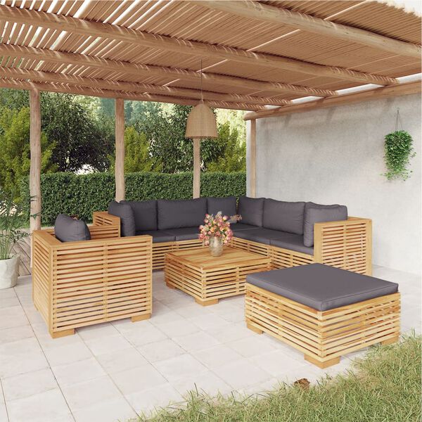 vidaXL 8 Piece Garden Lounge Set with Cushions Solid Teak Wood