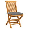 vidaXL Garden Chairs with Grey Cushions 2 pcs Solid Teak Wood