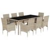 vidaXL 9 Piece Garden Dining Set with Cushions Light Grey