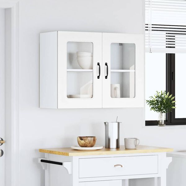 vidaXL Kitchen Wall Cabinet with Glass Door Kalmar White Engineered Wood