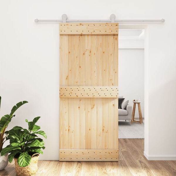 vidaXL Sliding Door with Hardware Set 90x210 cm Solid Wood Pine