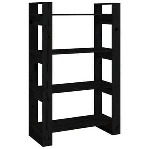 vidaXL Book Cabinet/Room Divider Black 60x35x91 cm Solid Wood Pine