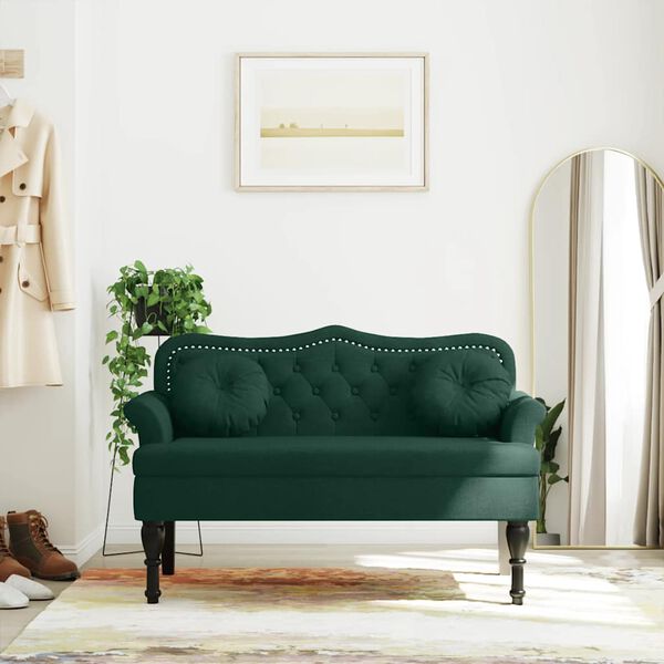 vidaXL Bench with Cushions Dark Green 120.5x65x75 cm Velvet