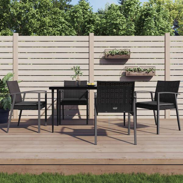 vidaXL Garden Chairs with Cushions 4 pcs Black 56.5x57x83 cm Poly Rattan