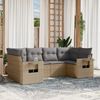 vidaXL 6 Piece Garden Sofa Set with Cushions Beige Poly Rattan