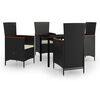 vidaXL 5 Piece Garden Dining Set with Cushions Black