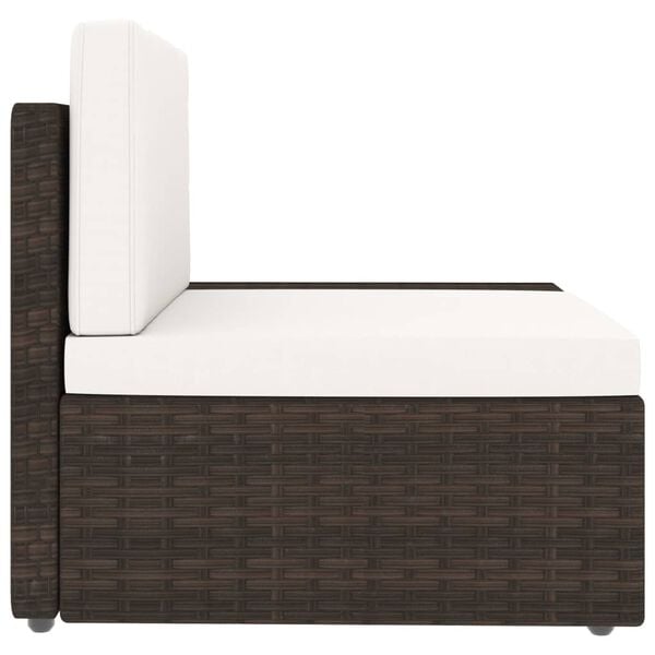 vidaXL Sectional Corner Sofa with Left Armrest Poly Rattan Brown