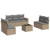 vidaXL 8 Piece Garden Sofa Set with Cushions Beige Poly Rattan