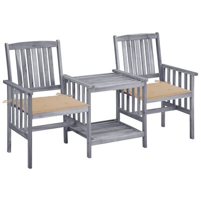 vidaXL Garden Chairs with Tea Table and Cushions Solid Acacia Wood