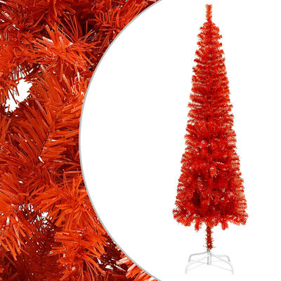 vidaXL Slim Pre-lit Christmas Tree Red 150 cm