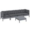 vidaXL 5 Piece Garden Lounge Set with Cushions Solid Pinewood