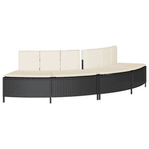 vidaXL Hot Tub Benches with Cushions 2 pcs Black Poly Rattan