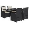 vidaXL 5 Piece Garden Dining Set with Cushions Black Poly Rattan