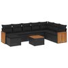 vidaXL 9 Piece Garden Sofa Set with Cushions Black poly ratta