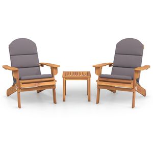 vidaXL 3 Piece Adirondack Garden Lounge Set Solid Wood Acacia