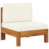 vidaXL Middle Sofa with Cream White Cushions Solid Acacia Wood