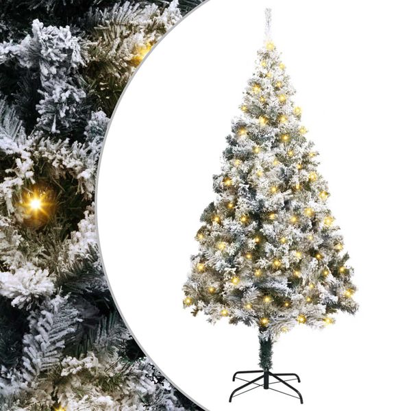 vidaXL Artificial Christmas Tree with 300 LEDs with Stand White 180 cm