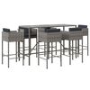 vidaXL 7 Piece Garden Bar Set with Cushions Grey Poly Rattan