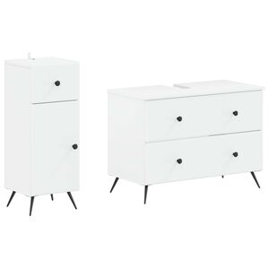 vidaXL 2 Piece Bathroom Cabinet Set BREDA White Engineered Wood