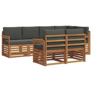 vidaXL Outdoor Sofa Set 7 pcs Natural and Anthracite Polyester