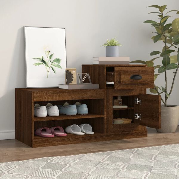 vidaXL Shoe Cabinet Brown Oak 100x42x60 cm Engineered Wood