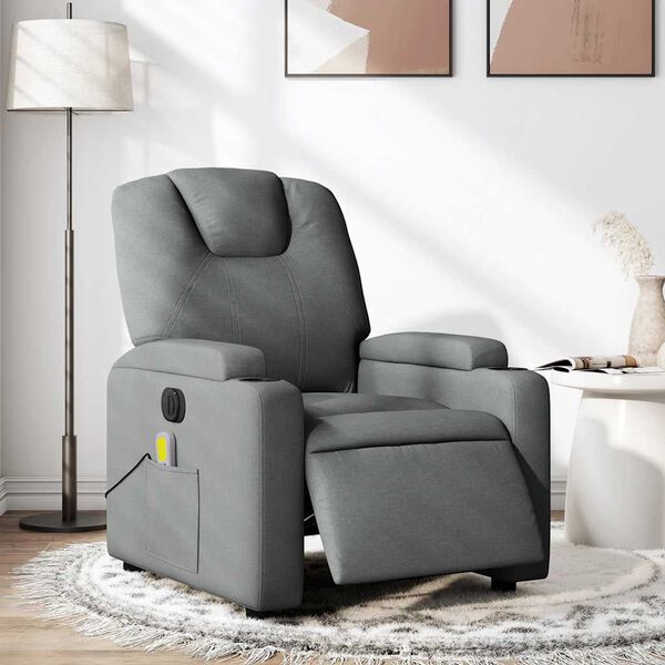vidaXL Electric Massage Recliner Chair Dark Grey Fabric