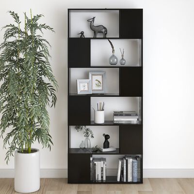 vidaXL Book Cabinet Room Divider Black 80x24x186 cm Engineered Wood