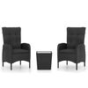 vidaXL 3 Piece Garden Bistro Set Poly Rattan and Glass Black