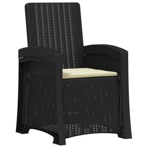 vidaXL Reclining Garden Chair Rattan Look Anthracite and Cream PP