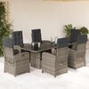 vidaXL 7 Piece Garden Dining Set with Cushions Grey Poly Rattan